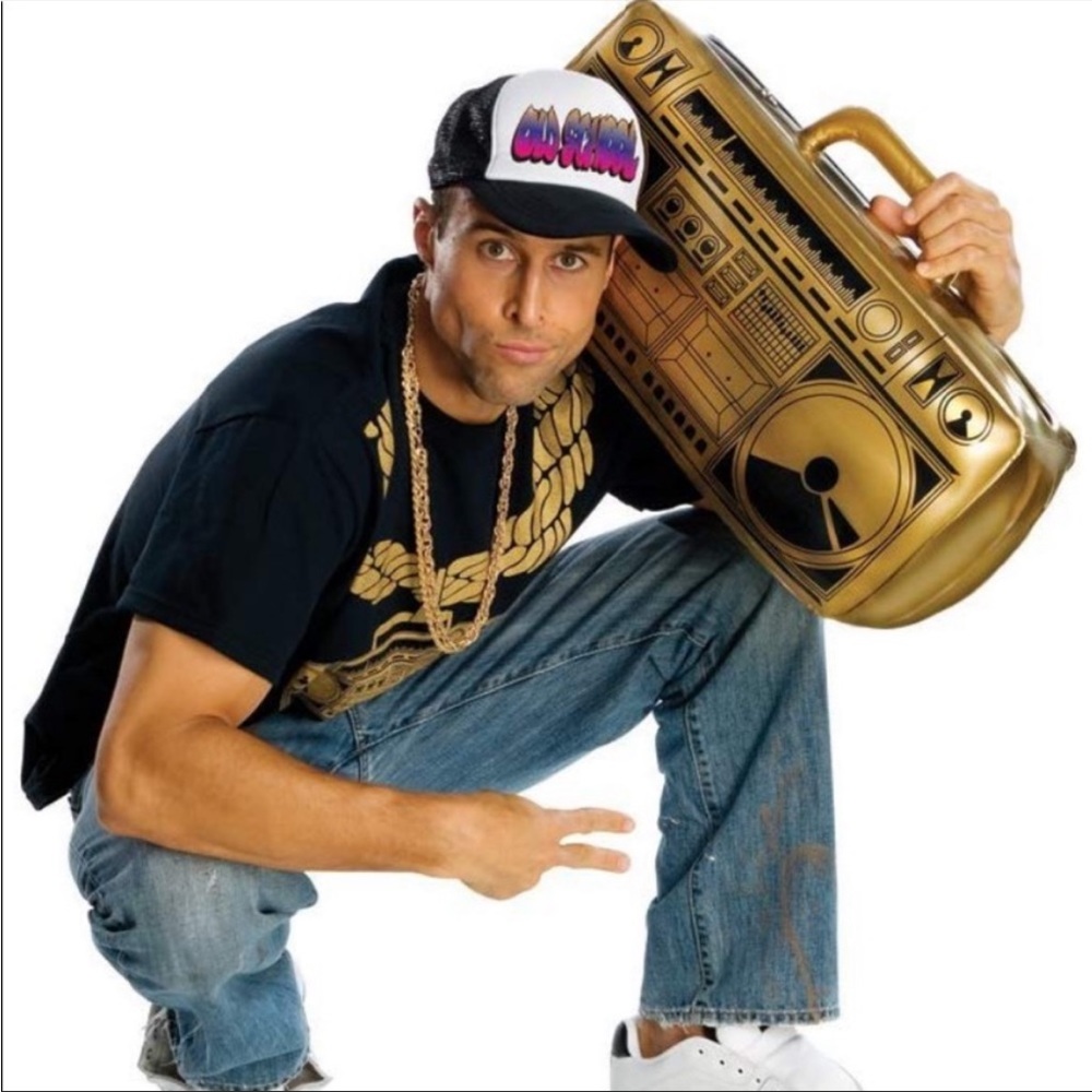 INFLATABLE BOOMBOX Halloween costume gold black fun